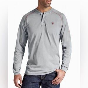 Ariat Men's FR Air Henley Long Sleeve Work Shirt In Silver XL